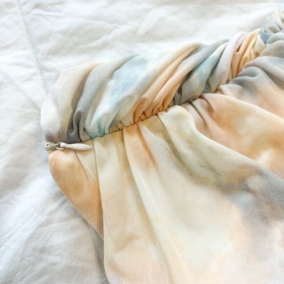 NWOT Blogger Fave Zara Pleated Mesh Strapless Tube Top Pastel Watercolor Print M - Picture 7 of 7